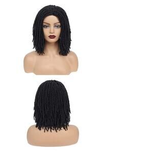 Short Bob Braided Dreadlock Wig  Twist Short Black Wigs (1B)Nu Faux Locs Wigs